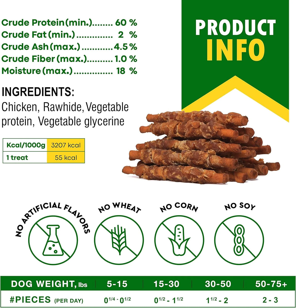 Rawhide dog chew sticks wrapped with smoked chicken, view 8