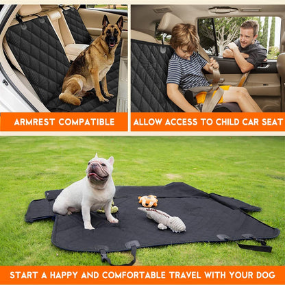 Black waterproof dog car seat cover on a back seat, view 6