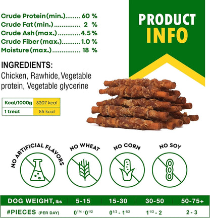 Rawhide dog chew sticks wrapped with smoked chicken, view 8